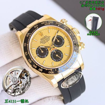 Clean Factory Rolex Daytona 4131 Gold Face Watch 